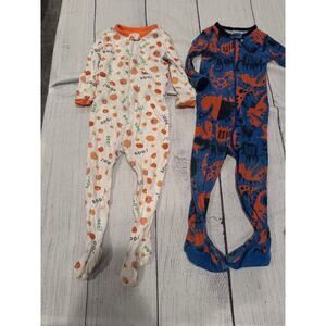 Set of 2 toddlers zippered footed pajamas